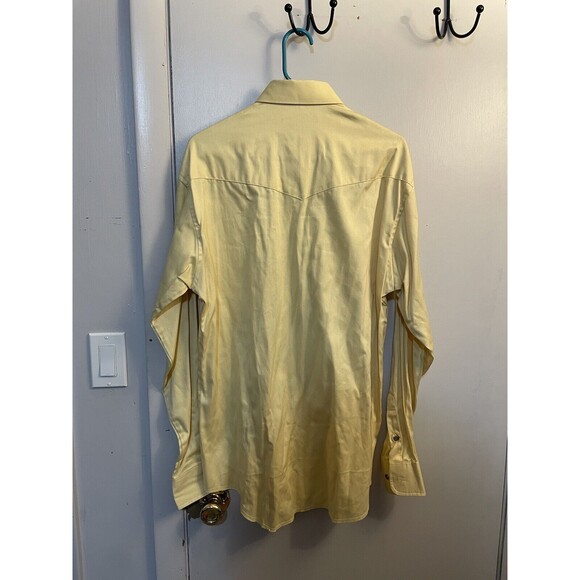 Vintage Wrangler X-Long Tails Shirt Mens Size 15 1/2  Yellow Button Down - Picture 6 of 7